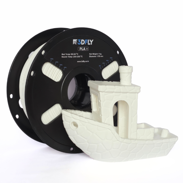White PLA+ 3D printer filament for detailed prints and prototypes